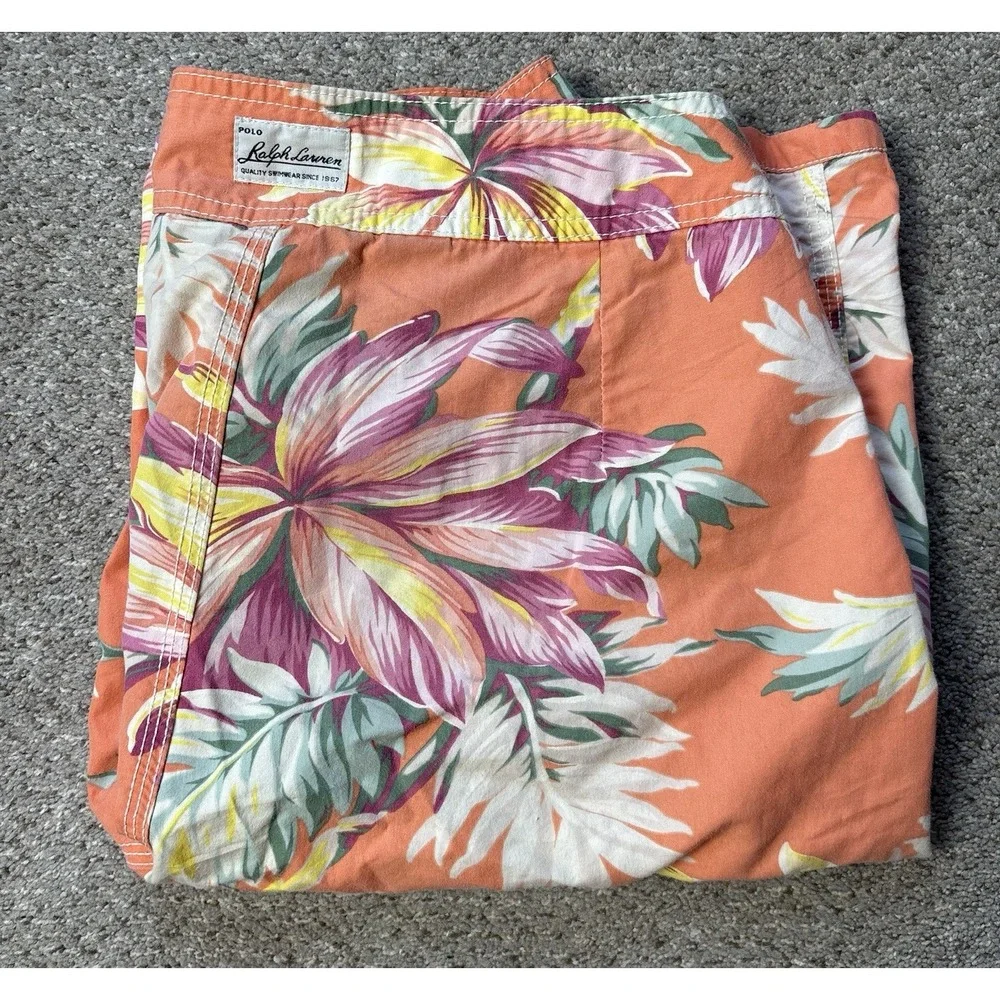 Polo Ralph Lauren Men's 30 Vintage Swim Trunks Board Shorts Hawaiian Tropical‎